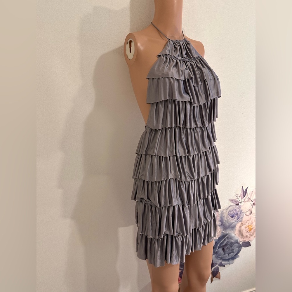 NEW TOM FORD Halterneck Ruffled Cocktail Dress in Mauve purple backless mini 6 - Picture 2 of 10